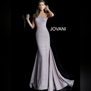 JOVANI Stretch Glitter Mermaid Dress w/ Sweep Train Size 4